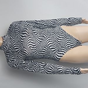 Lazofy bodysuit‎ top womens zebra print Long sleeve  M
